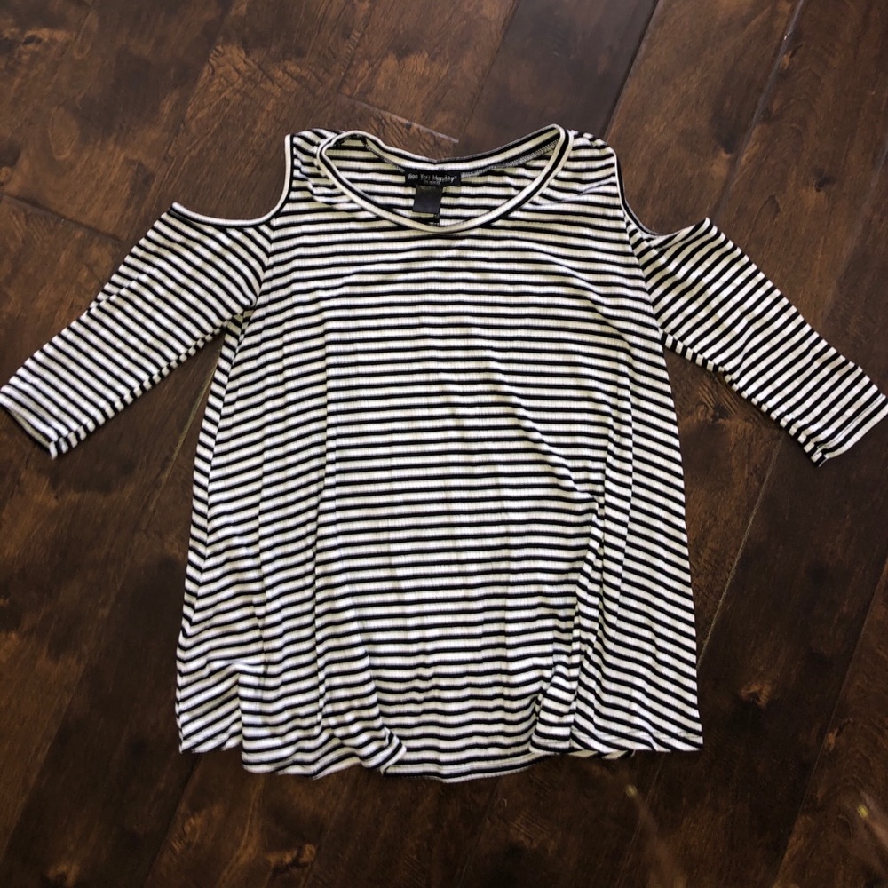 Striped See You Monday Cold Shoulder Top